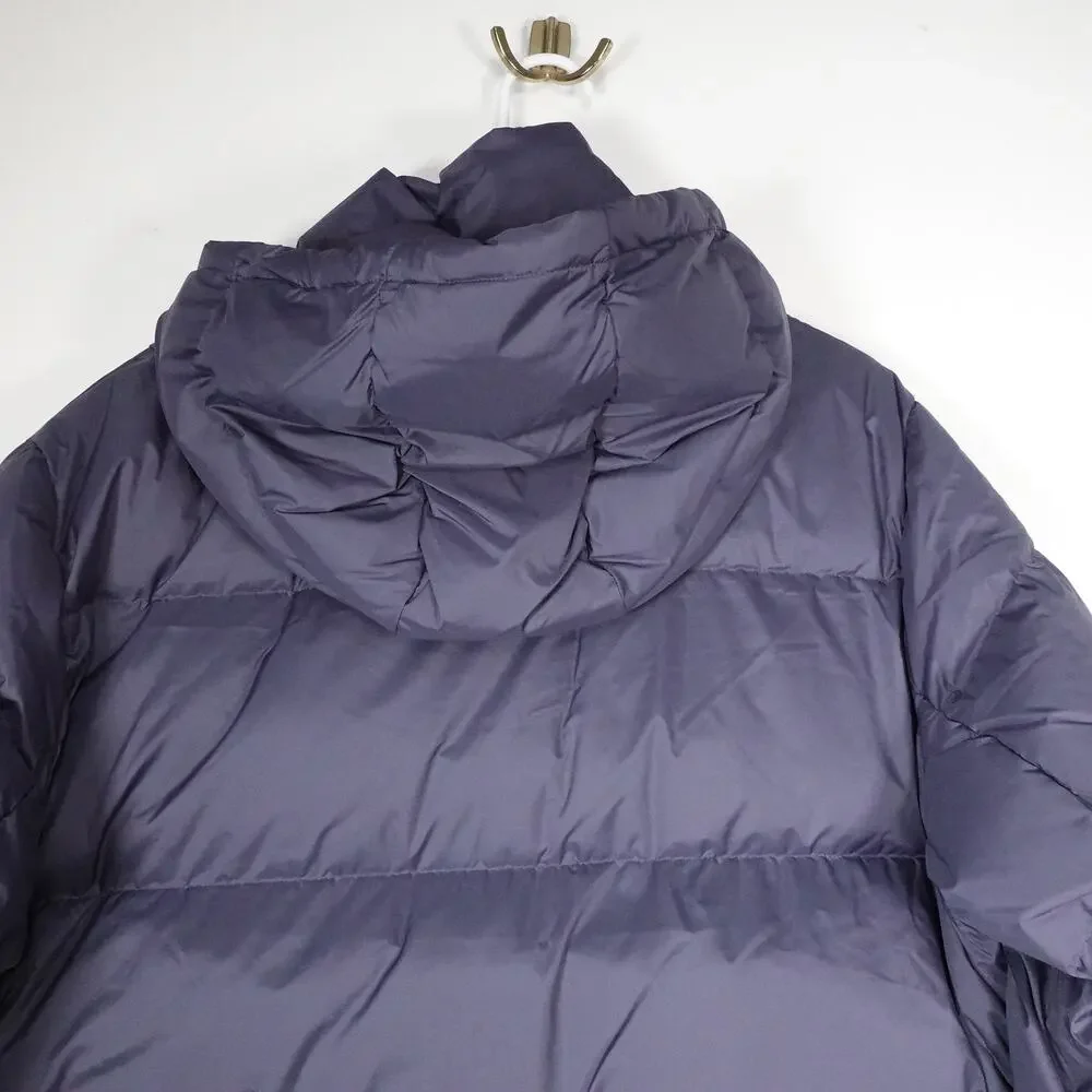 EUC Quince Women's XL Responsible Down Long Puffer Coat Storm Blue $200 Preppy